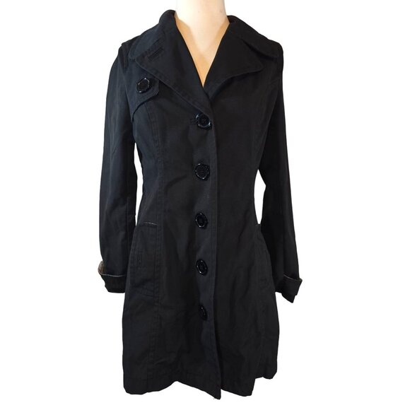 Divided by H&M Long Black Jacket Size 8 Button Front Pockets - Picture 1 of 3